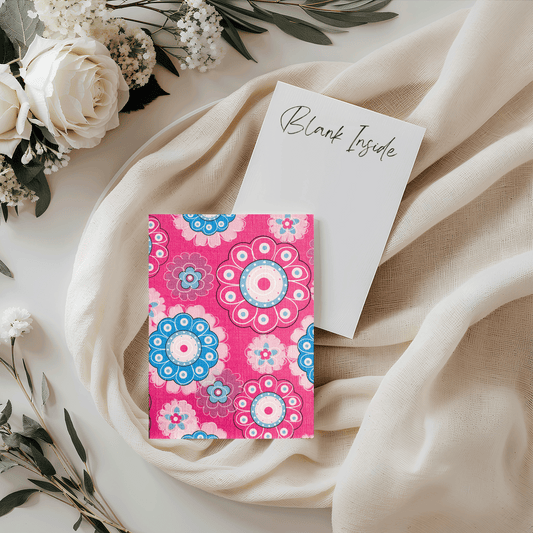 Pink & Blue Flowers Card (4x3")