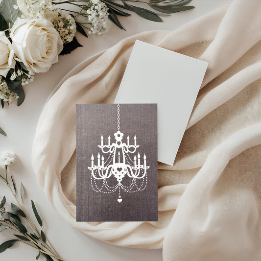 Vintage Grey Chandelier Card (4x3")