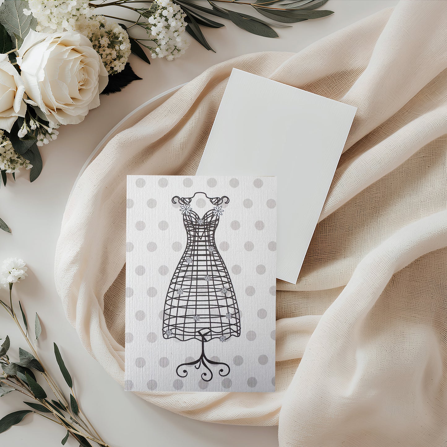 Vintage Grey Dress Stand card (4x3")