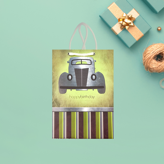 Olive 'Happy Birthday' Vintage Car Gift Bag