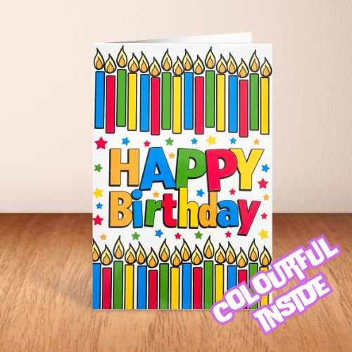 'Happy Birthday' Candle colourful Card (6x4")