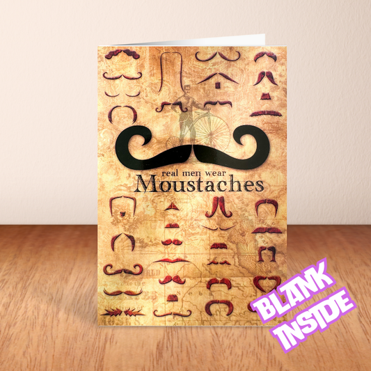 'Real Men Wear Moustaches' Blank Card (6x4")