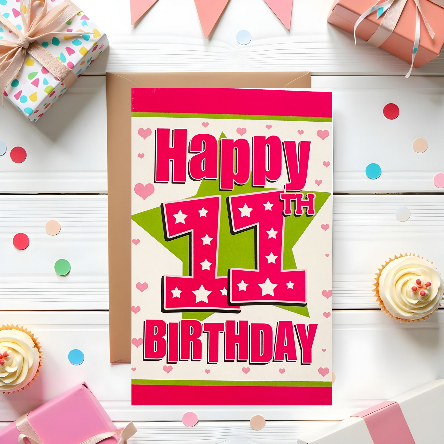 11 Year Old Girls Birthday Card (7.5x5")