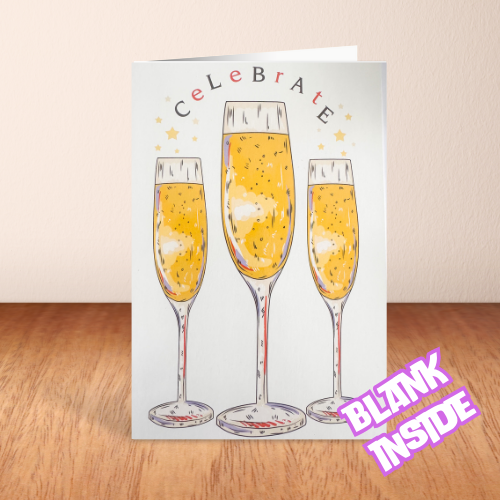 Triple Champagne Flute Celebrate BLANK Card (6x4")