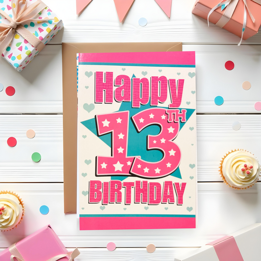 13 Year Old Girls Birthday Card (7.5x5")