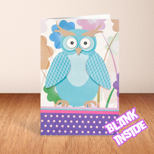 Owl Pastel Card - Blank (6x4")