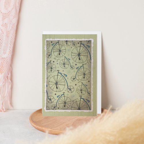 Green Penny Farthing BLANK Card (6x4")