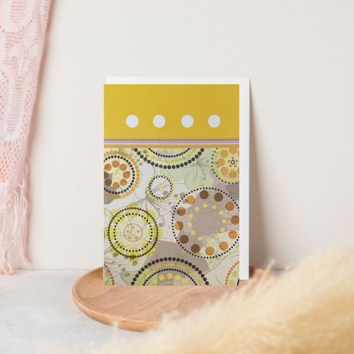 Yellow Retro Spots & Circles BLANK Card (6x4")