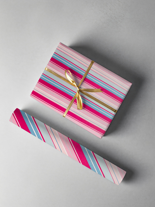 Pink & Blue Striped Gift Wrap