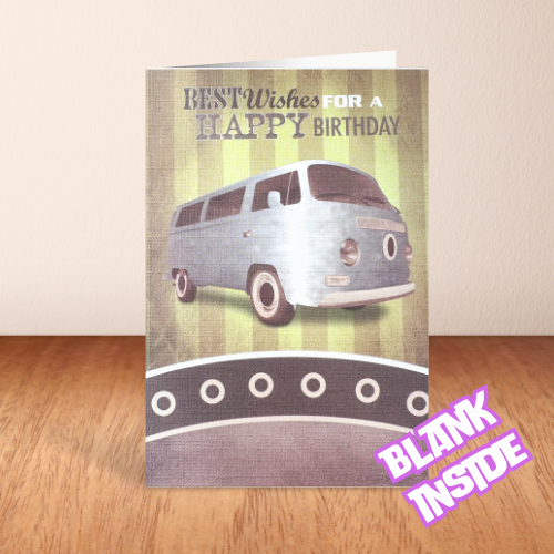 Olive Campervan Birthday Card (6x4")