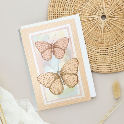 Pastel Orange Butterfly Card (6x4")