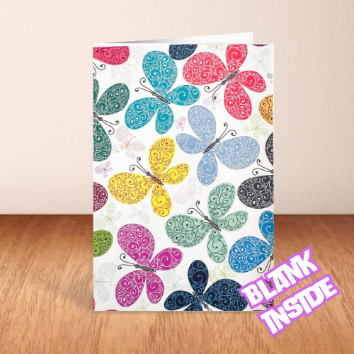 Colourful Butterflies BLANK Card (6x4")