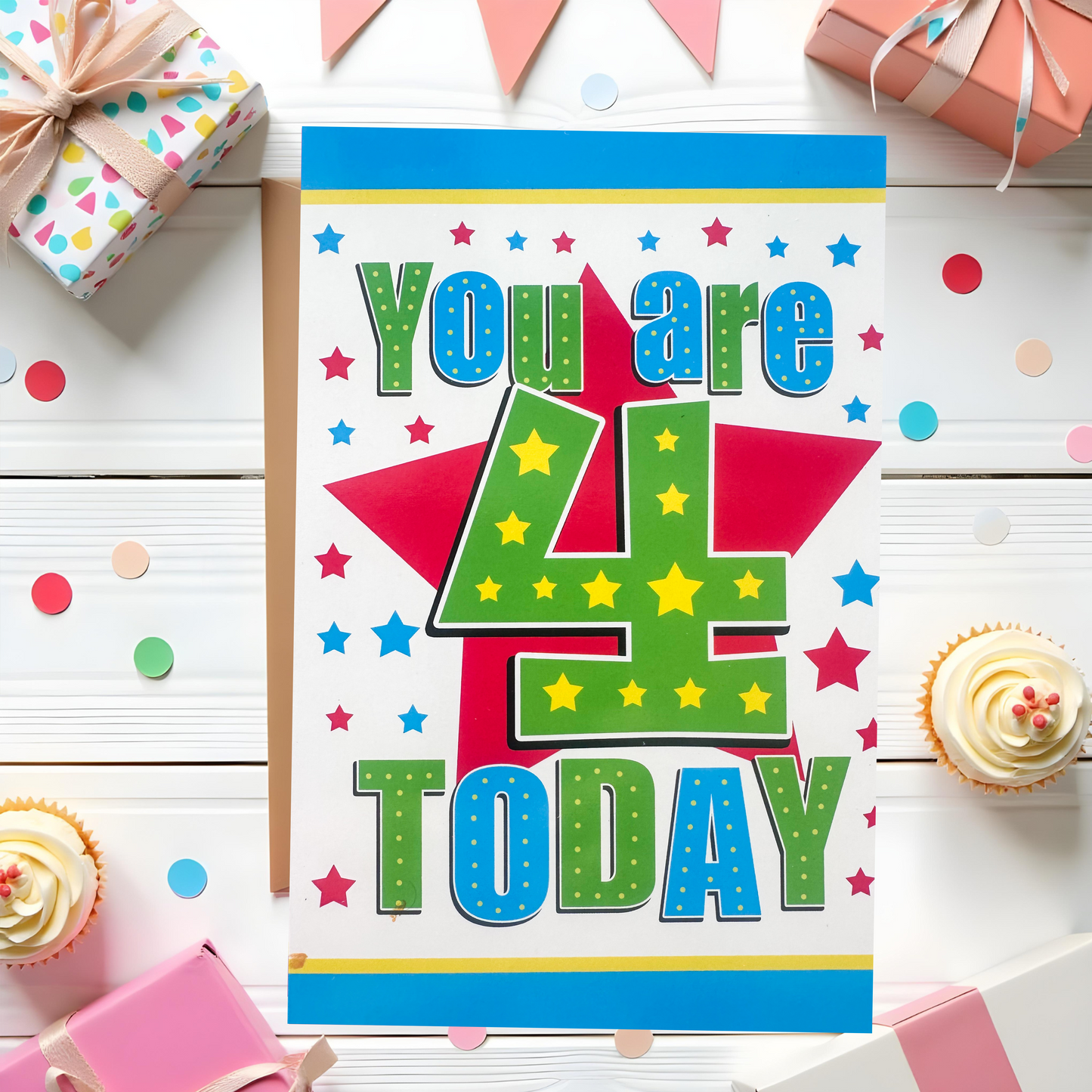4 Year Old Boys Birthday Card (7.5x5")