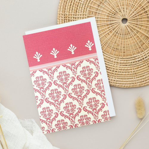 Dark Pink Patterned Floral BLANK Card (6x4")