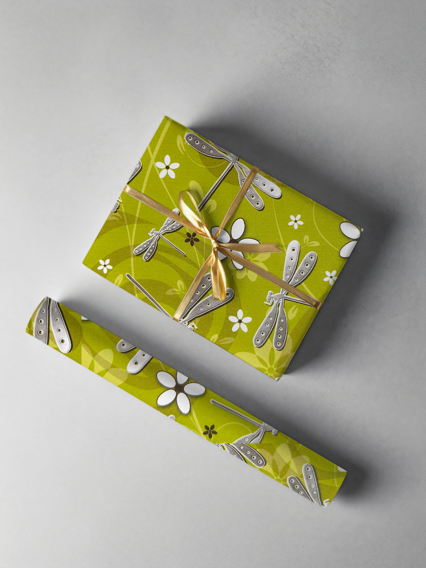 Olive Dragonfly Gift Wrap