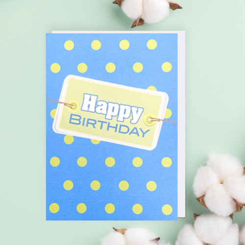 Blue & Green Spots 'Happy Birthday' Card (6x4")
