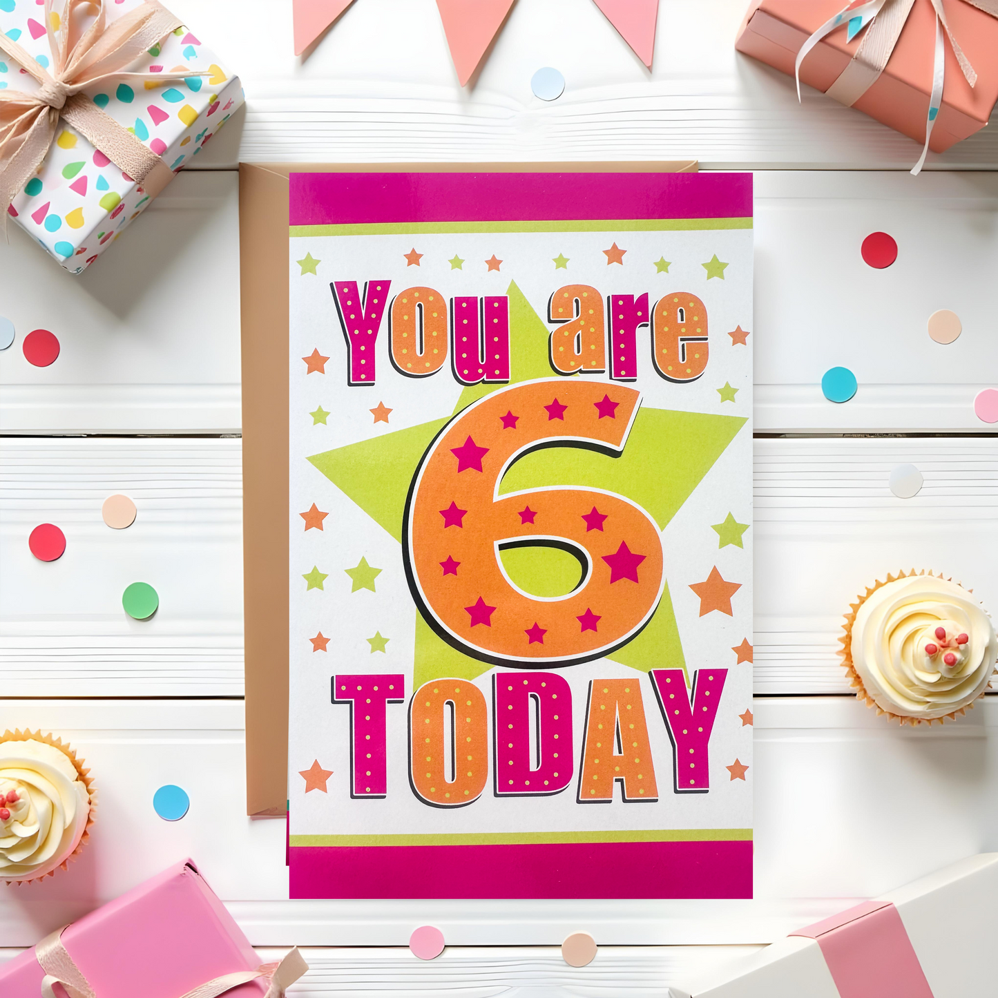 6 Years Old Girls Birthday Card (7.5x5")