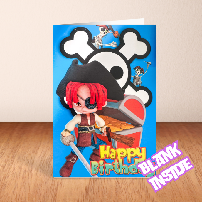 Pirate 'Happy Birthday' Card - Blank (6x4")