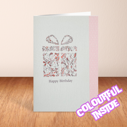 Floral Present 'Happy Birthday' Card (6x4")