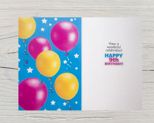 9 Years Old Girls Birthday Card (7.5x5")