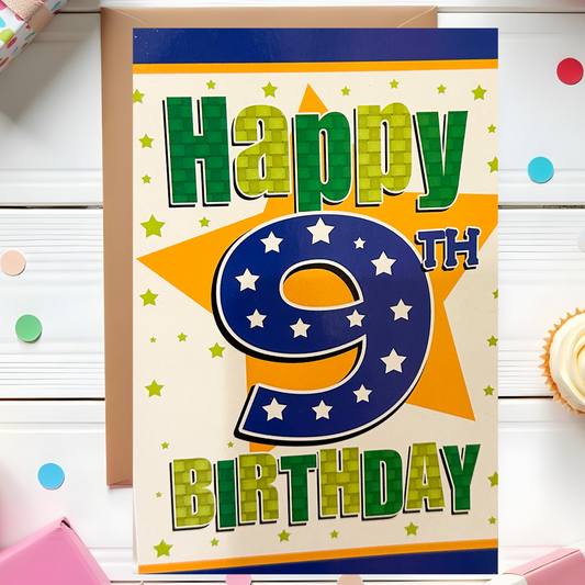 9 Years Old Boys Birthday Card (7.5x5")
