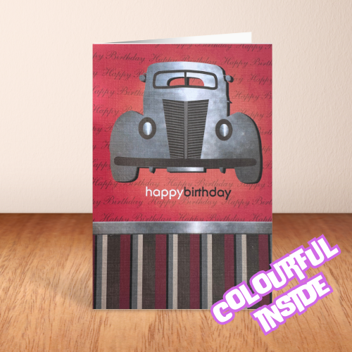 Red Vintage Style Car 'Happy Birthday' Card (6x4")