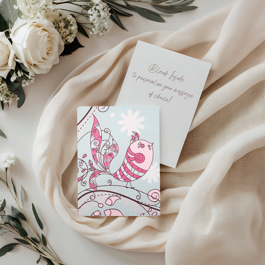 Pink & Blue Songbird Card (4x3")