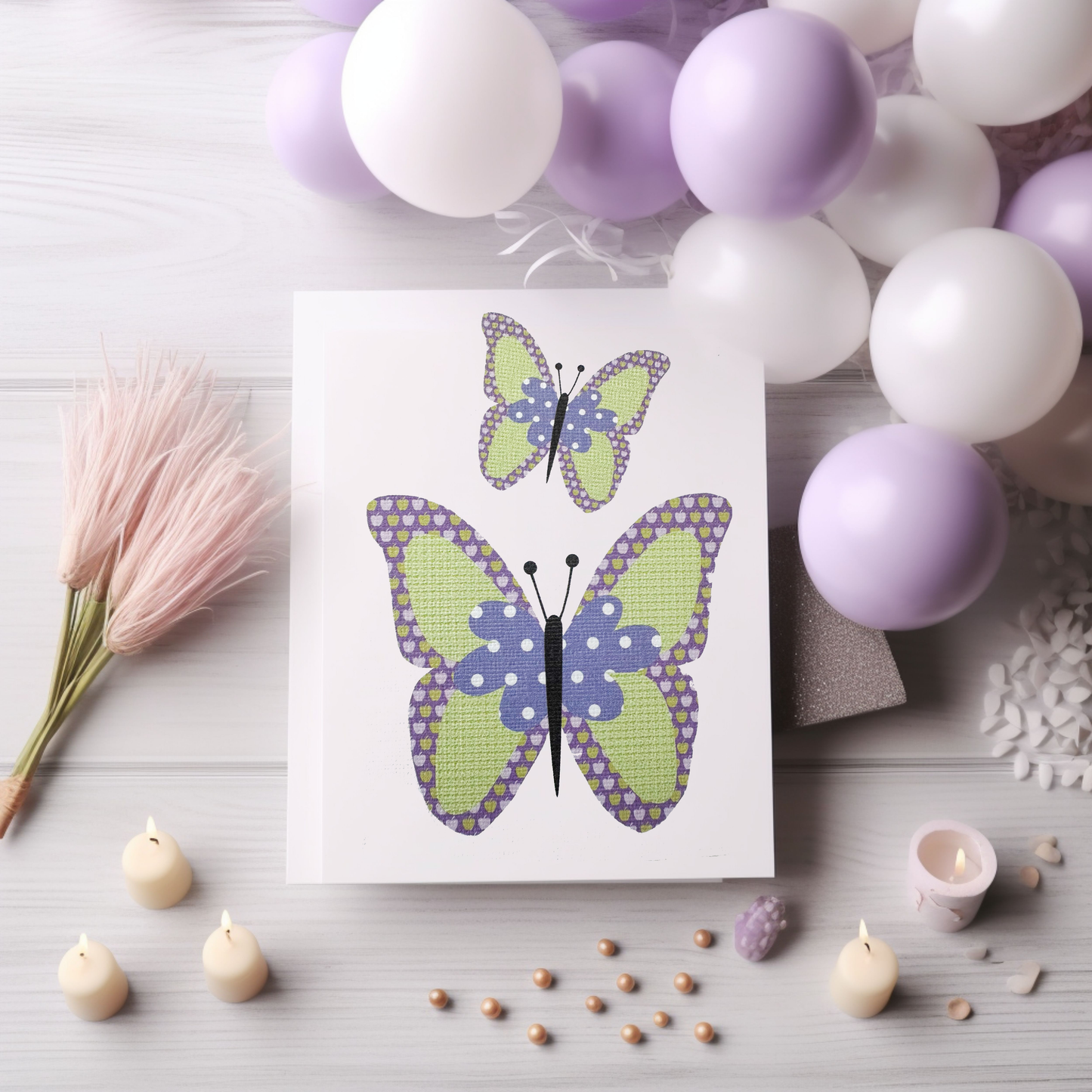 Lilac & Mint Butterfly Card (4x3")