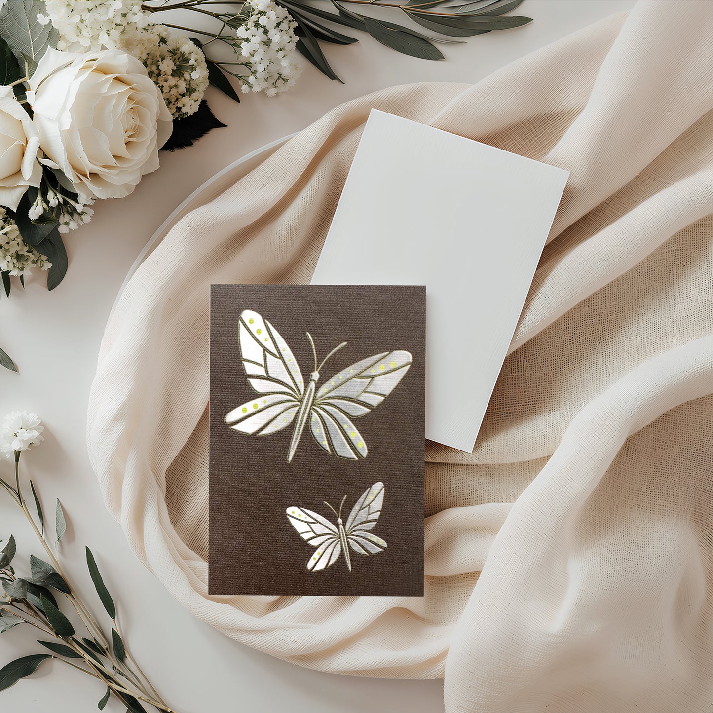 Vintage Grey Butterfly Card (4x3")