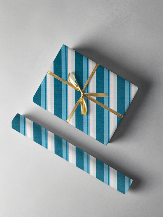 Teal Striped Gift Wrap