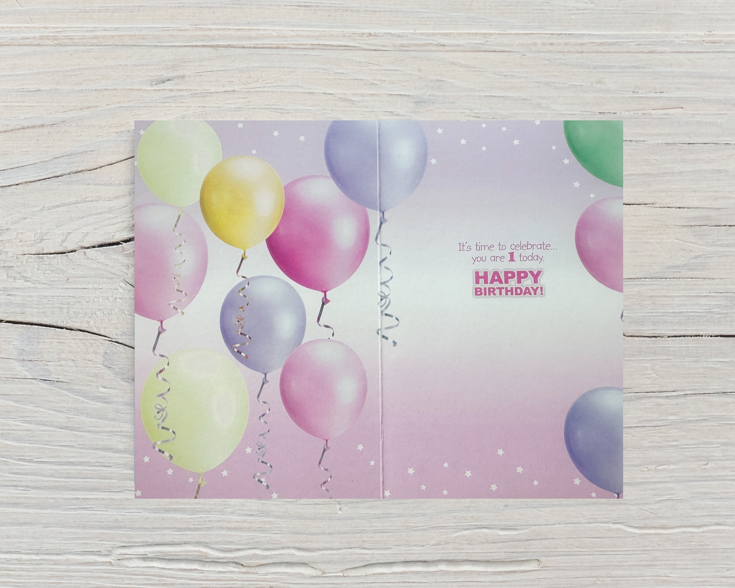 1 Year Girls Birthday Card (7.5x5")