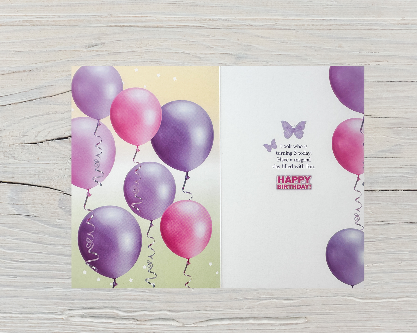 3 Years Old Girls Birthday Card (7.5x5")