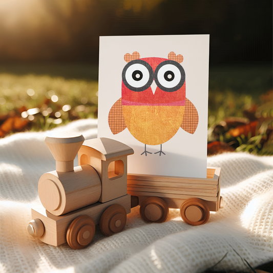 Tangerine Owl Card (4x3")