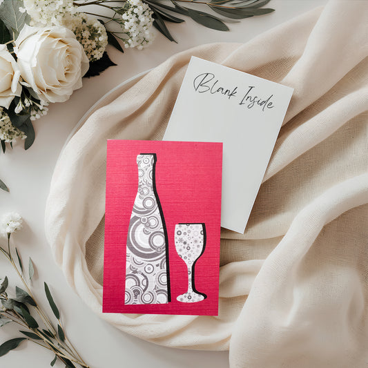 Red Wine & Glass Card (4x3")