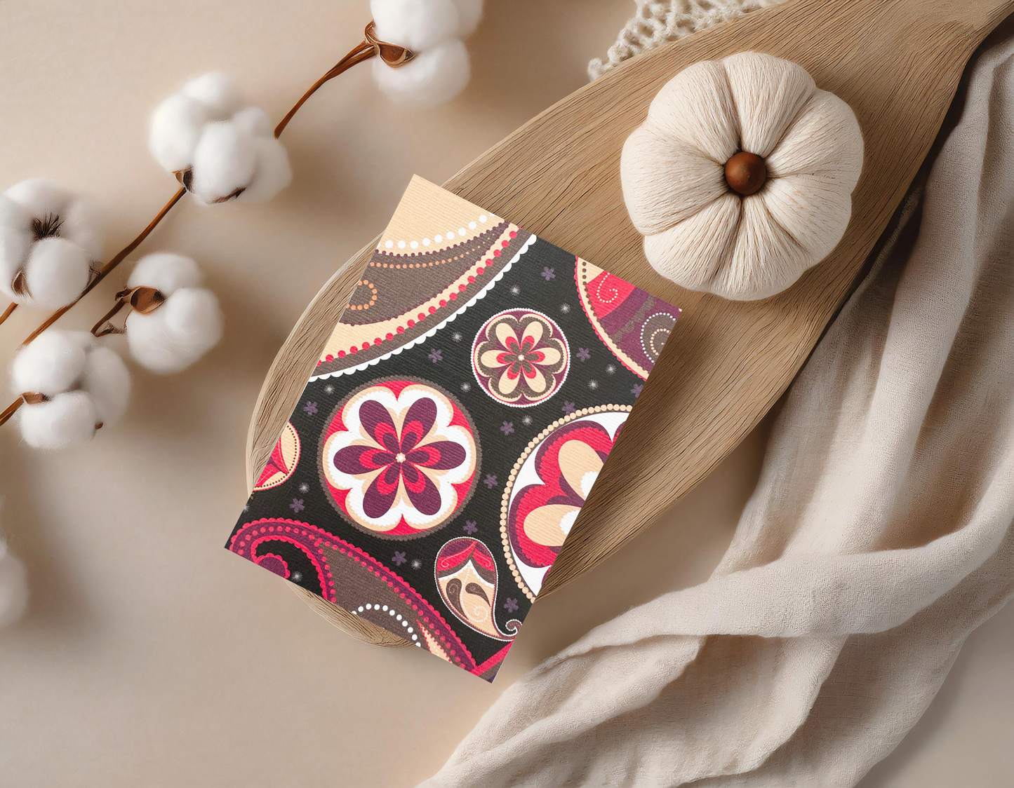 Tangerine Retro Flowers card