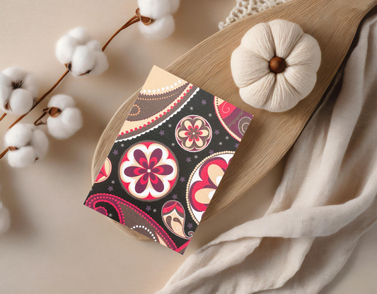 Tangerine Retro Flowers card