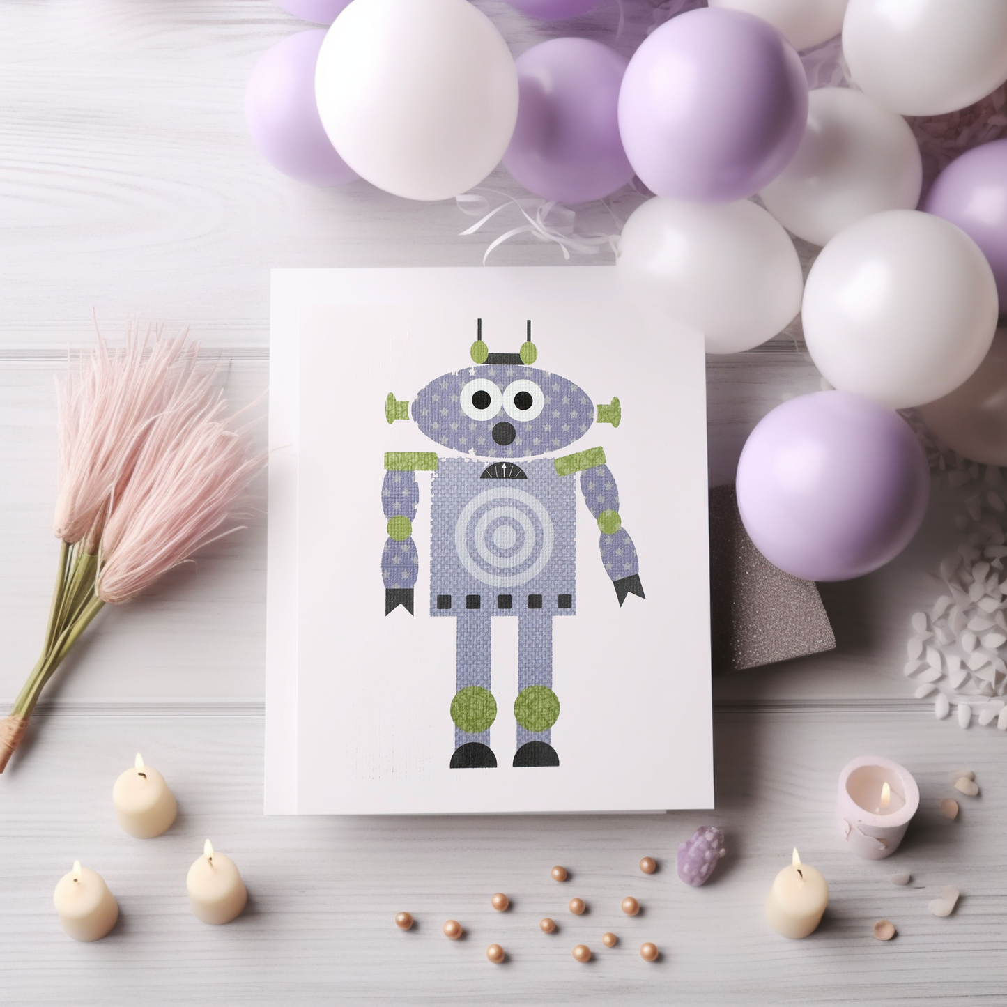Lilac & Mint Robot Card (4x3")