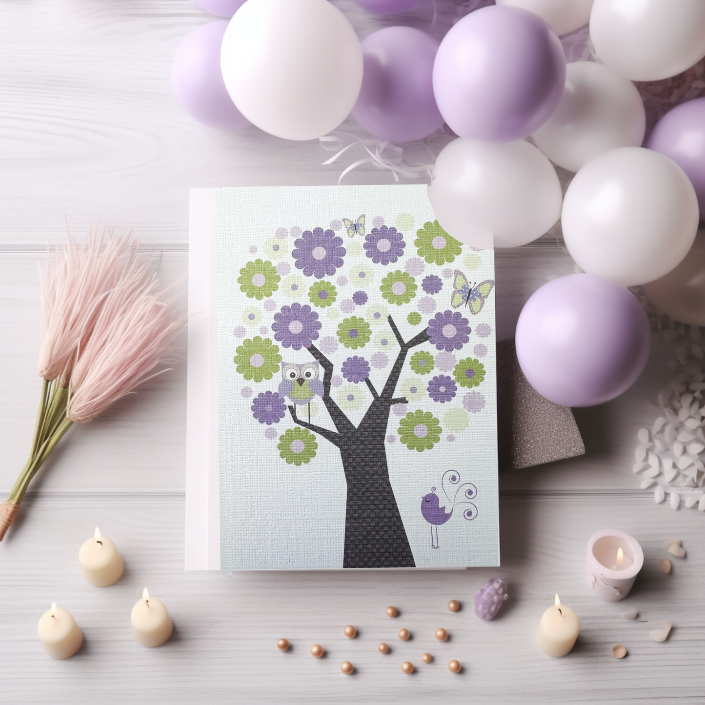 Lilac & Mint Tree Card (4x3")