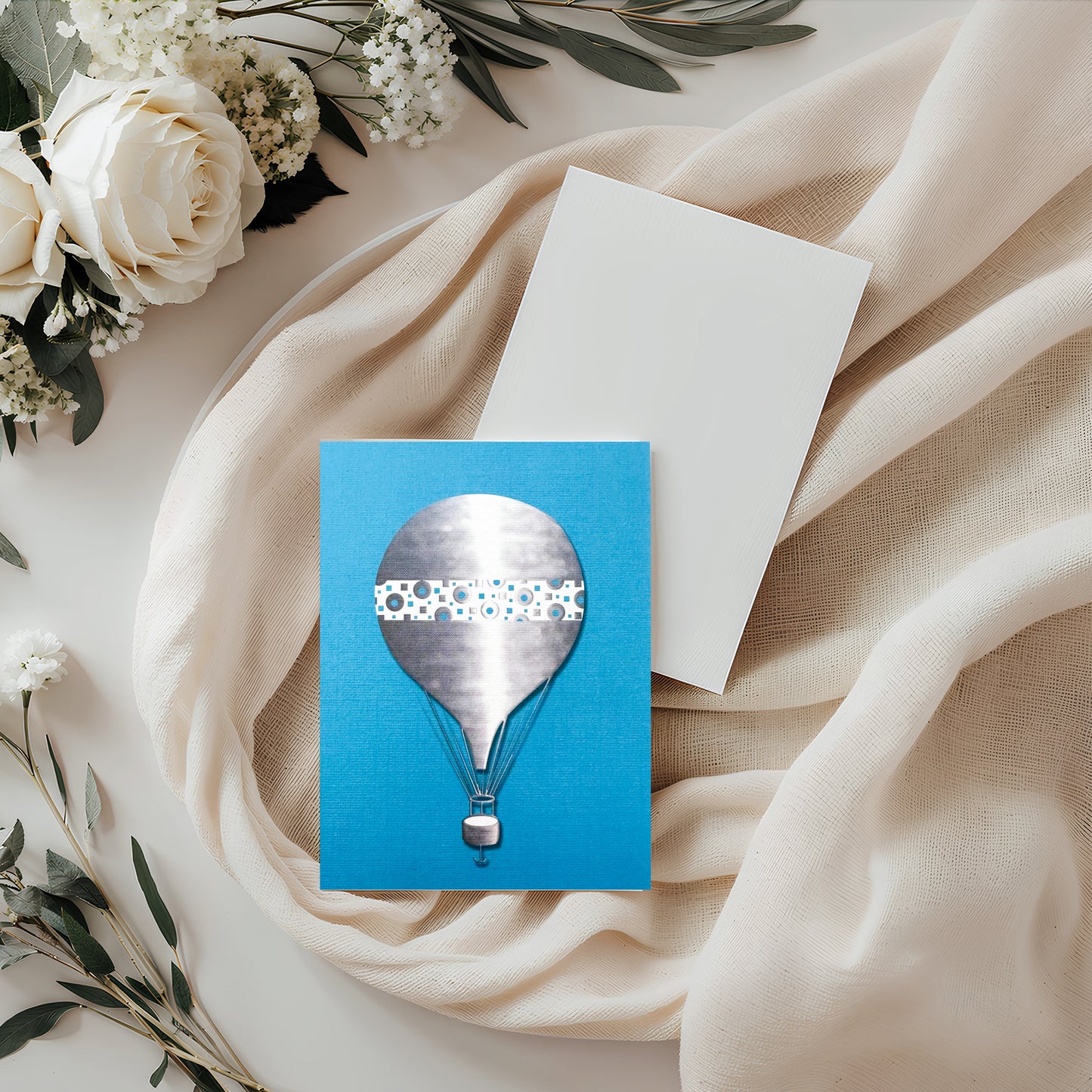 Teal Air Balloon Card (4x3")