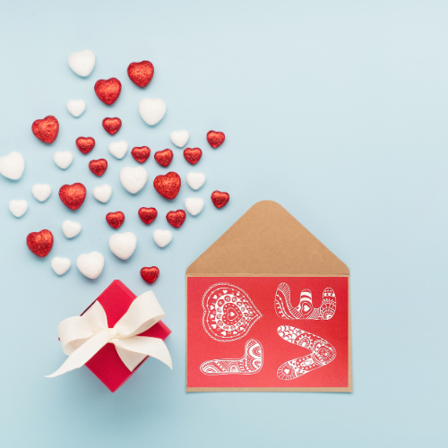 Red 'LOVE' patterned letters Card (6x4")