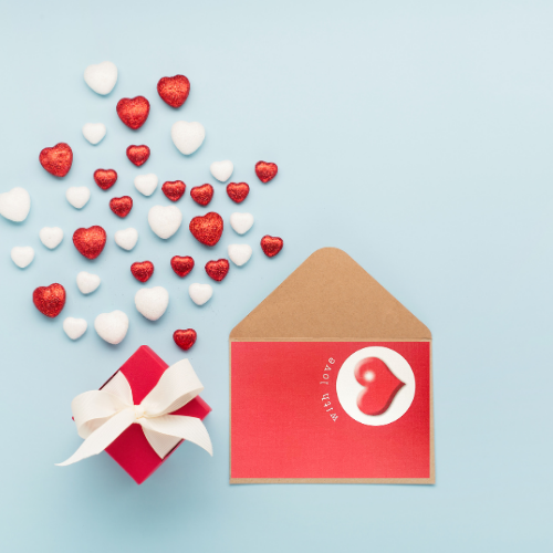 Red Featured Heart 'With Love' Card (6x4")