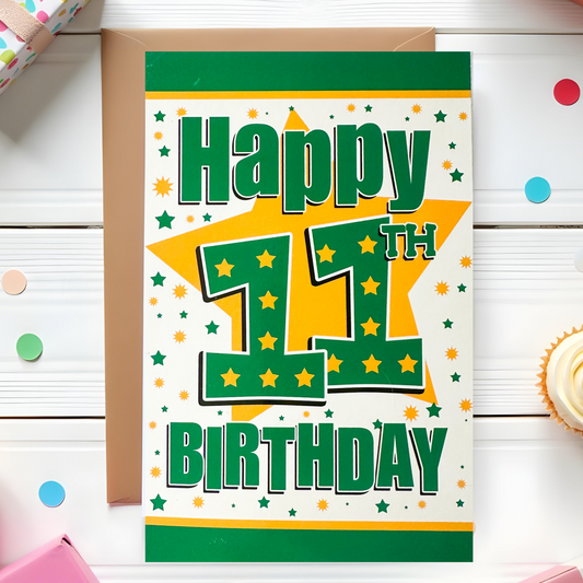 11 Year Old Boys Birthday Card (7.5x5")