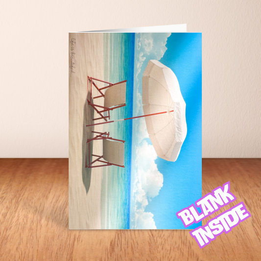 Beach View 'Life is Beautiful' Card - BLANK (6x4")