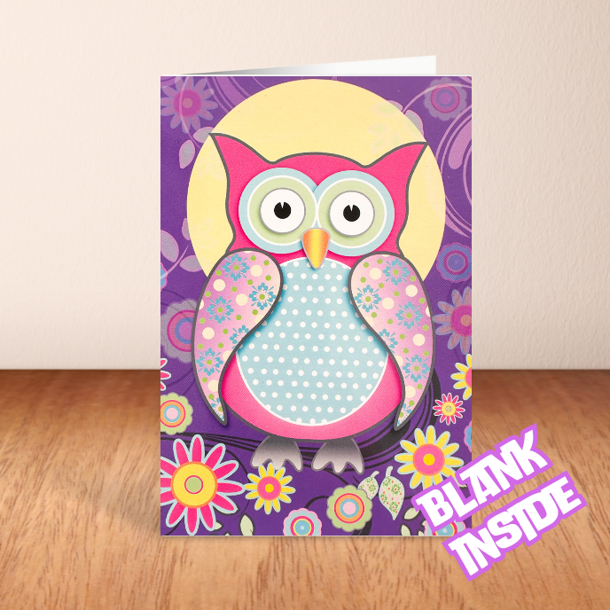 Purple Owl Card - Blank (6x4")