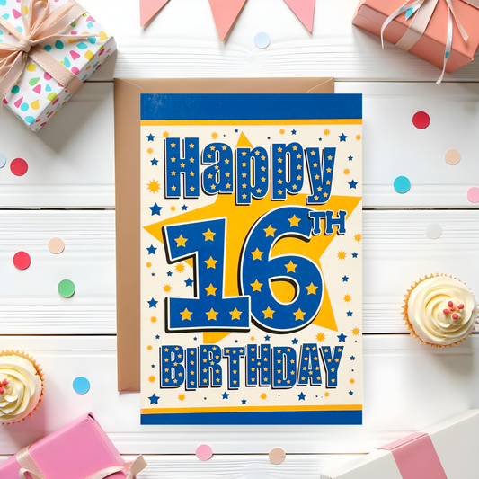16 Year Old Boys Birthday Card (7.5x5")