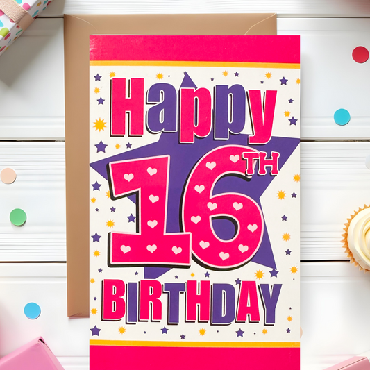 16 Year Old Girls Birthday Card (7.5x5")