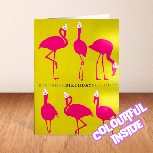 Pink Party Flamingos 'Birthday' Card (6x4")
