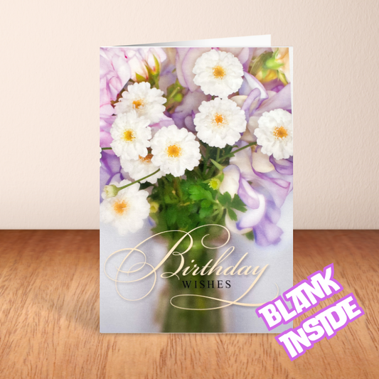 Birthday Wishes Bouquet Flowers Blank Card (6x4")
