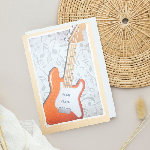 Tangerine Guitar on music notes Card (6x4")