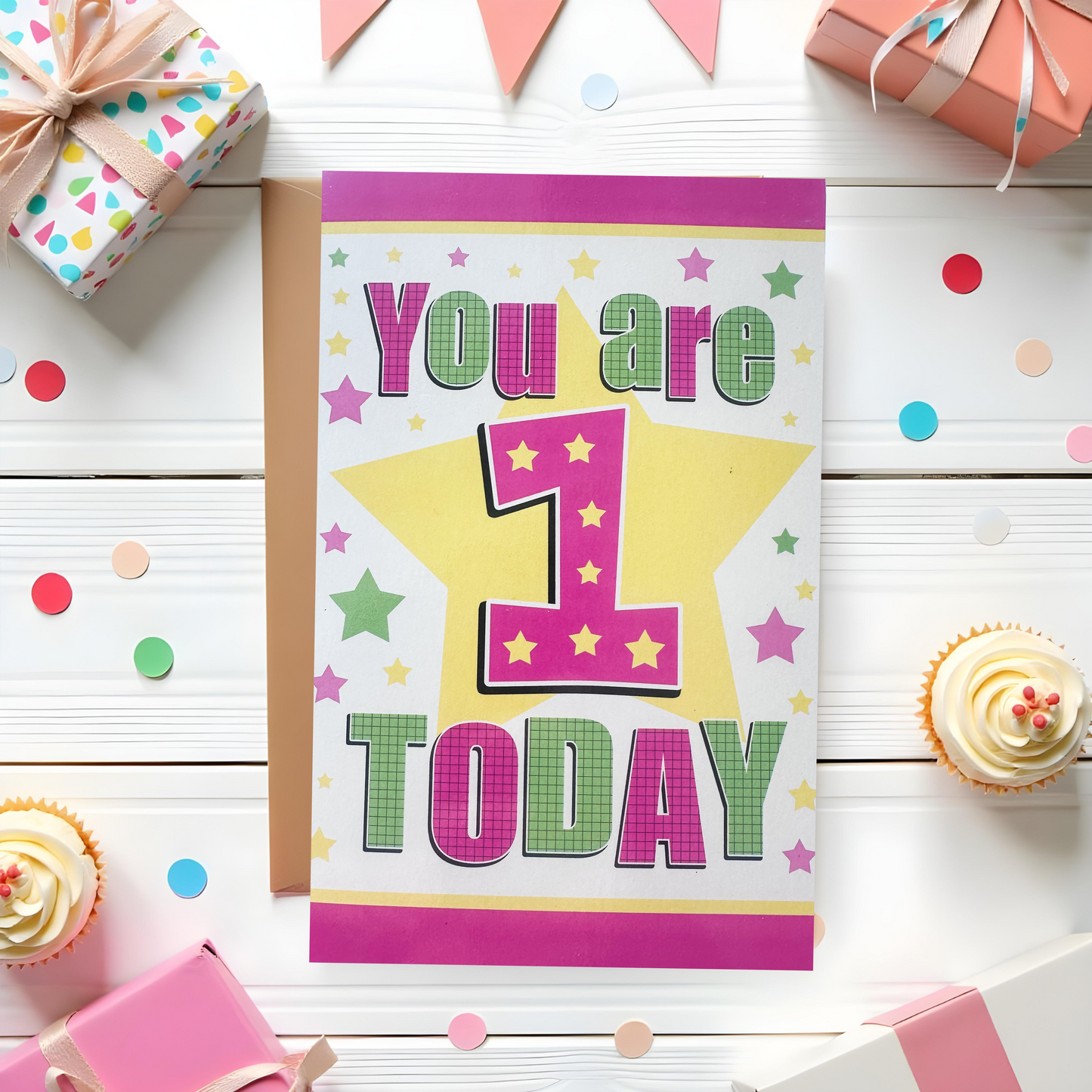 1 Year Girls Birthday Card (7.5x5")